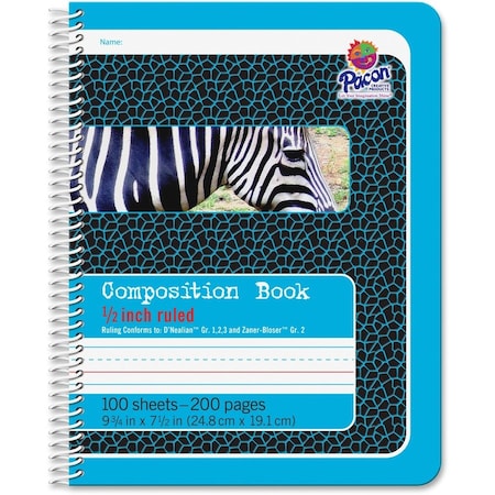 Pacon Book, Comp, Sprial, Blue Zebra Pk PAC2429